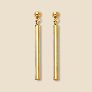 14k Real gold Hanging Bar earrings | Gold earrings | Minimal | Birthday gift |